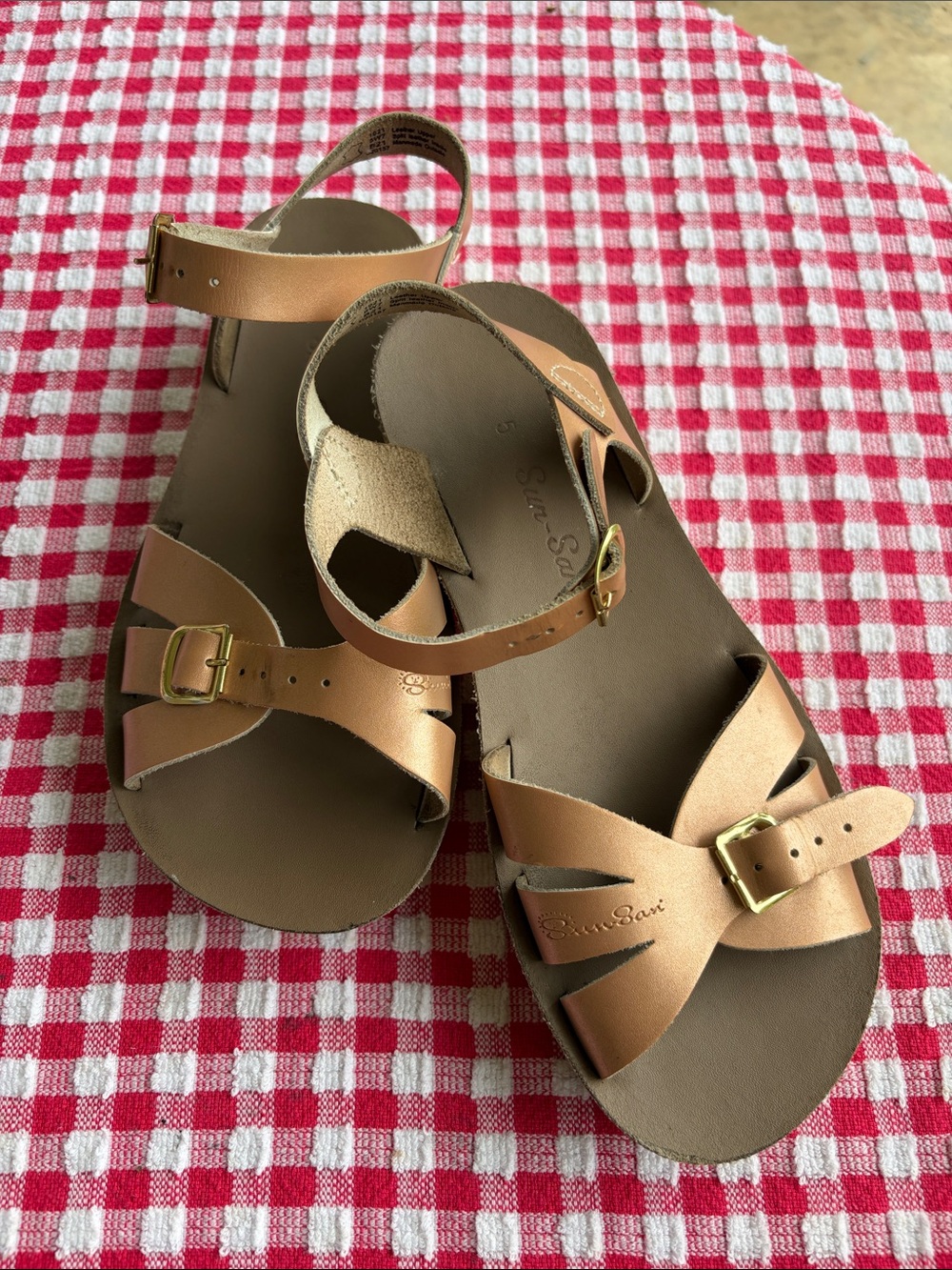Salt Water Sun San Boardwalk Leather Sandal Rose Gold